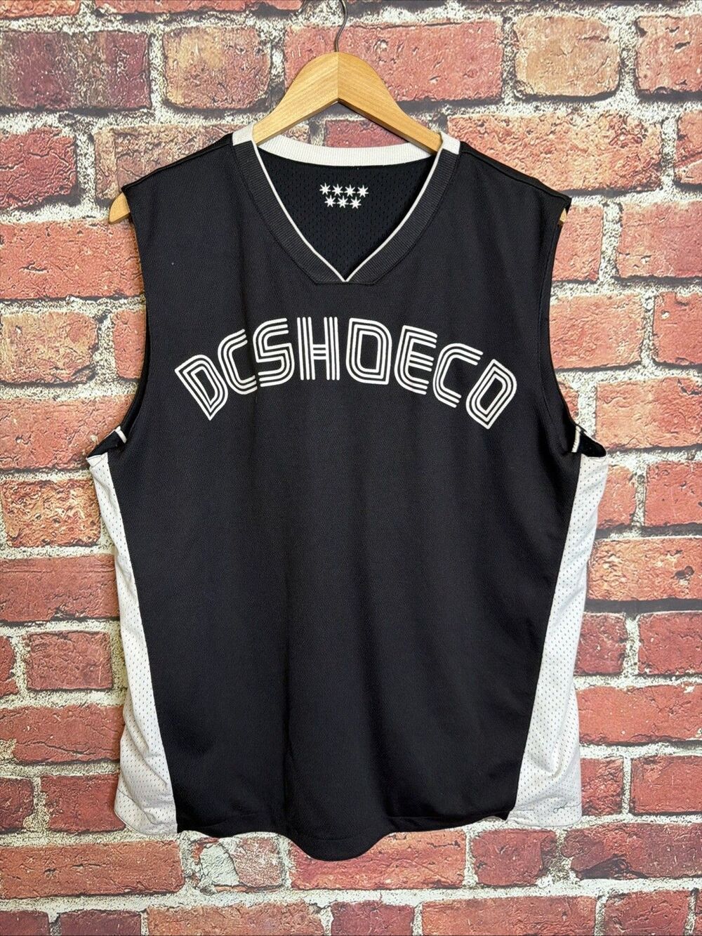 Y2K DC Shoe Company Basketball Black Camo Logo Jersey Mens Large Reversible